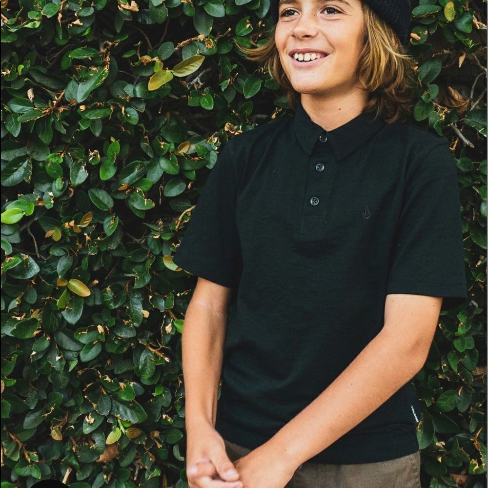 Volcom black large hazard pro polo short sleeve